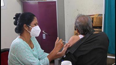 A beneficiary at a Covid vaccination centre in Pune, on July 26. Pune sees 450 breakthrough Covid cases in a month, no hospitalisation. (RAVINDRA JOSHI/HT)