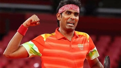 Sharath Kamal put up a brave show against Ma Long. (Reuters) Sharath Kamal put up a brave show against Ma Long. (Reuters)
