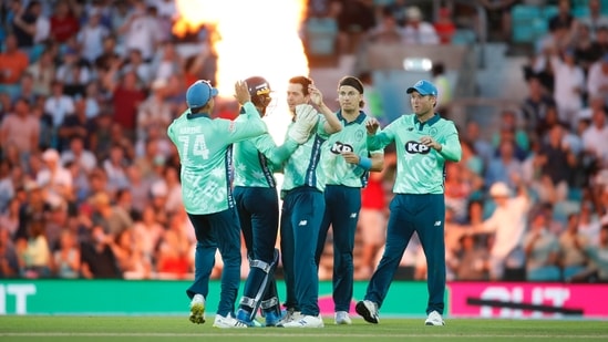 A still from the men's game at The Hundred between Oval Invincibles and Manchester Originals(Action Images via Reuters)