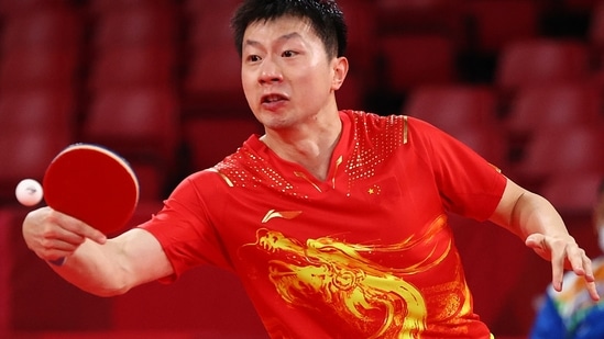 Ma Long of China in action against Sharath Kamal Achanta of India at Tokyo Olympics 2020(REUTERS)