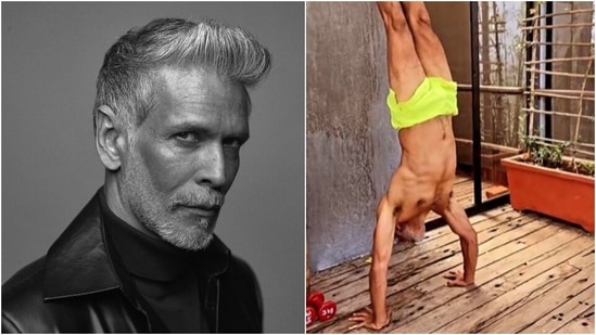 Milind Soman says he learnt handstands at 54 in shirtless workout video, proves age is just a number(Instagram/@milindrunning)
