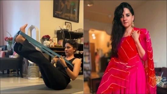 Shruti Seth’s belt supported abdominal workout is perfect Iyengar Yoga for home(Instagram/shru2kill)