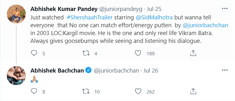 Abhishek Bachchan played Captain Vikram Batra in LOC: Kargil.