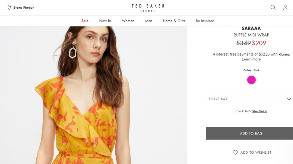 The Saraaa Ruffle Midi Wrap(tedbaker.com)