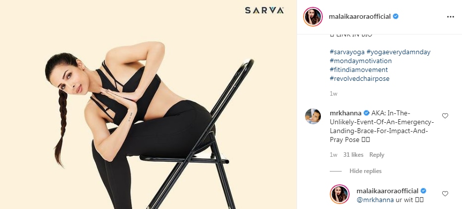 Rahul Khanna comments on Malaika Arora's fitness picture (Instagram/malaikaaroraofficial)