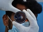 The study says changes in the cornea were more evident in patients with neurological symptoms like loss of taste or smell, dizziness, brain fog, neuropathic pain, numbness etc.(Praful Gangurde/HT Photo)