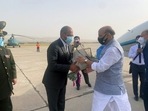 Defence Minister Rajnath Singh reached Tajikistan's capital Dushanbe on Tuesday for a three-day visit. Defence Minister Rajnath Singh reached Tajikistan's capital Dushanbe on Tuesday for a three-day visit.
