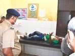 ADG (Lucknow Zone) SN Sabat visits the injured victims at a hospital after a speedy truck hit a stationary passenger bus in Barabanki, late on Tuesday.(PTI Photo) ADG (Lucknow Zone) SN Sabat visits the injured victims at a hospital after a speedy truck hit a stationary passenger bus in Barabanki, late on Tuesday.(PTI Photo)