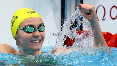 Tokyo 2020 Olympics: Ariarne Titmus of Australia reacts after winning. (REUTERS)