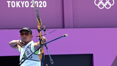 Tokyo 2020 Olympics - Archery - Men's Individual - 1/16 Finals - Yumenoshima Archery Field, Tokyo, Japan - July 28, 2021. Tarundeep Rai of India in action REUTERS/Clodagh Kilcoyne (REUTERS)