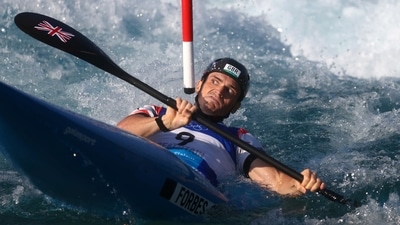 Tokyo 2020 Olympics - Canoe Slalom - Men's K1 - Heats - Kasai Canoe Slalom Centre, Tokyo, Japan - July 28, 2021. Bradley Forbes-Cryans of Britain in action REUTERS/Yara Nardi (REUTERS)