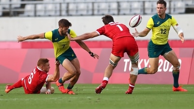 Tokyo 2020 Olympics - Rugby Sevens - Men - Final 7-8 - Canada v Australia - Tokyo Stadium - Tokyo, Japan - July 28, 2021. Lachlan Anderson of Australia in action. REUTERS/Siphiwe Sibeko (REUTERS)