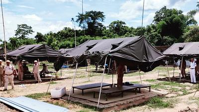 Assam: Police deployed at Lalilapur police patrol post in Cachar district bordering Mizoram following the interstate border clash on Wednesday. (ANI Photo) Assam: Police deployed at Lalilapur police patrol post in Cachar district bordering Mizoram following the interstate border clash on Wednesday. (ANI Photo)