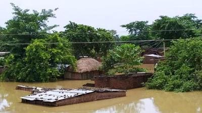 A village submerged in floods due to heavy rainfall at Shukul Pakar panchayat, in Bihar’s Champaran earlier this month. (File photo) A village submerged in floods due to heavy rainfall at Shukul Pakar panchayat, in Bihar’s Champaran earlier this month. (File photo)