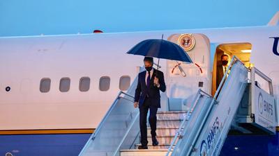 US secretary of state Antony Blinken arrives at Delhi airport on July 27. (PTI)