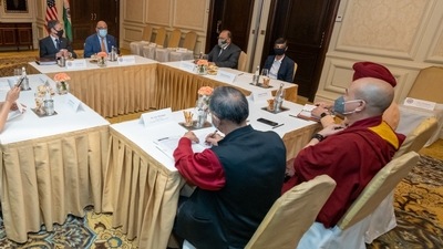An image of the meeting US secretary of state Antony Blinken attended with civil society members. (Credit: Twitter@SecBlinken)