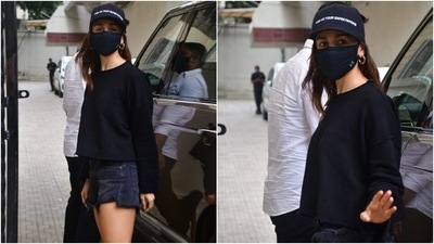 Alia also chose a cool slogan baseball cap with her look. The words written on her cap reads, "High as your expectations." According to a recent post on Alia's Instagram, the cap belongs to her boyfriend Ranbir Kapoor and she wore it because she was missing him. (Varinder Chawla ) Alia also chose a cool slogan baseball cap with her look. The words written on her cap reads, "High as your expectations." According to a recent post on Alia's Instagram, the cap belongs to her boyfriend Ranbir Kapoor and she wore it because she was missing him. (Varinder Chawla )