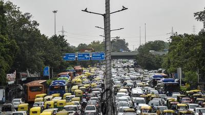 Heavy traffic jam near ITO following rains in New Delhi on Tuesday, July 27. (PTI)