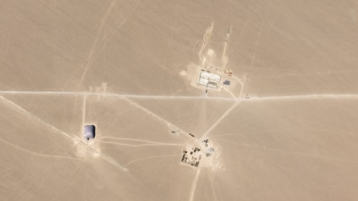 The high resolution images of the missile silo being constructed in China's Xinjiang province. (Twitter/@planet)