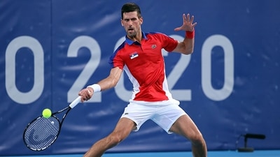 Novak Djokovic in action against Alejandro Davidovich Fokina. (Getty Images) Novak Djokovic in action against Alejandro Davidovich Fokina. (Getty Images)