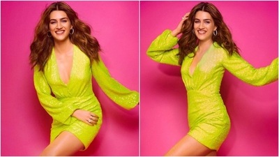 Mimi star Kriti Sanon in sequin green mini dress slays the neon chic look, see pics (Instagram/@sukritigrover) Mimi star Kriti Sanon in sequin green mini dress slays the neon chic look, see pics (Instagram/@sukritigrover)
