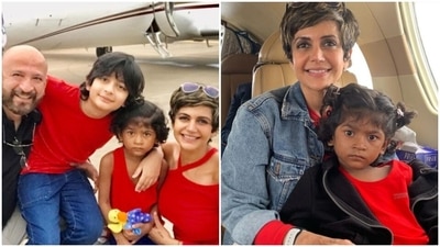 Mandira Bedi shared pictures with daughter Tara, son Vir and late husband Raj Kaushal. Mandira Bedi shared pictures with daughter Tara, son Vir and late husband Raj Kaushal.