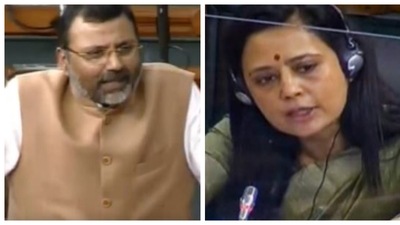 Nishikant Dubey and Mahua Moitra had a heated exchange in the IT committee meeting which spilled on to Twitter. Nishikant Dubey and Mahua Moitra had a heated exchange in the IT committee meeting which spilled on to Twitter.