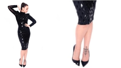 Flaunting her tattoo, she teamed her look with a pair of pointed stilettos. (Instagram/@aslisona)