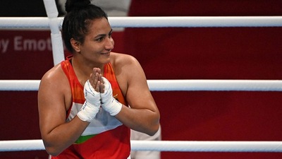 India's Pooja Rani dominated Algeria's Ichrak Chaib. (Getty Images)