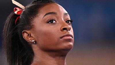 USA's Simone Biles looks on. (Getty Images) USA's Simone Biles looks on. (Getty Images)