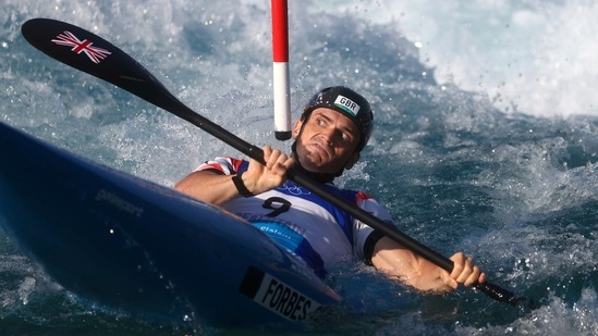 Tokyo 2020 Olympics - Canoe Slalom - Men's K1 - Heats - Kasai Canoe Slalom Centre, Tokyo, Japan - July 28, 2021. Bradley Forbes-Cryans of Britain in action REUTERS/Yara Nardi(REUTERS)