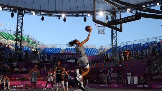 Tokyo 2020 Olympics - Basketball 3x3 - Women - Semifinal - United States v France - Aomi Urban Sports Park, Tokyo Japan - July 28, 2021. Allisha Gray of the United States in action during the match. REUTERS/Andrew Boyers(REUTERS)