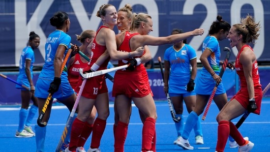 Tokyo: Britain's Hannah Martin (7) celebrates after scoring on India goalkeeper Savita (11) during a women's field hockey match at the 2020 Summer Olympics, Wednesday, July 28, 2021, in Tokyo, Japan.(AP)