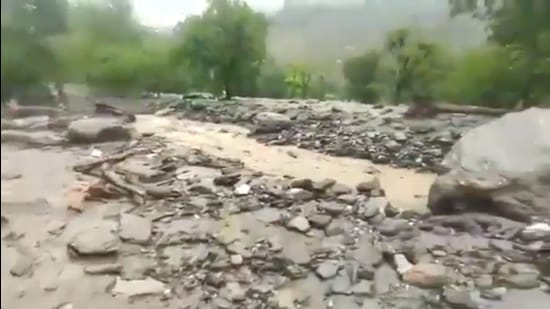 Bridges on one side of the affected area have been washed away and the river is in spate. (Sourced)
