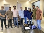 Prabhas with team of Radhe Shyam. Prabhas with team of Radhe Shyam.