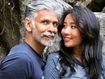 Ankita Konwar and Milind Soman pose together. Ankita Konwar and Milind Soman pose together.