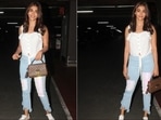 Pooja Hedge slays casual airport look with  <span class='webrupee'>₹</span>1.3 lakh Louis Vuitton handbag