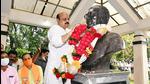 Karnataka chief minister Basavaraj Bommai pays tribute to his father and former chief minister S R Bommai, at Amargol in Hubli on Thursday. (ANI) Karnataka chief minister Basavaraj Bommai pays tribute to his father and former chief minister S R Bommai, at Amargol in Hubli on Thursday. (ANI)