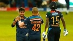 India's Kuldeep Yadav, left, celebrates the wicket of Sri Lanka's Minod Bhanuka during the second Twenty20 cricket match between Sri Lanka and India in Colombo, Sri Lanka, Wednesday, July 28, 2021.(AP) India's Kuldeep Yadav, left, celebrates the wicket of Sri Lanka's Minod Bhanuka during the second Twenty20 cricket match between Sri Lanka and India in Colombo, Sri Lanka, Wednesday, July 28, 2021.(AP)