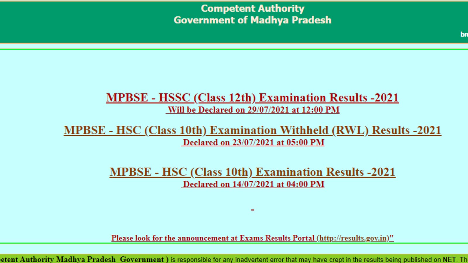 MP Board 12th Result 2021 Live: MPBSE Class 12 Result soon at mpresults.nic.in