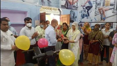 DM of Baghpat Rajkamal Yadav inaugurating the gym in village Bijrol, Uttar Pradesh. (HT photo) DM of Baghpat Rajkamal Yadav inaugurating the gym in village Bijrol, Uttar Pradesh. (HT photo)