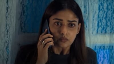 Nayanthara in a still from Netrikann. Nayanthara in a still from Netrikann.