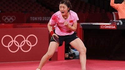 Chen Meng of Team China celebrates winning her Women's Singles Gold Medal match. (Getty Images) Chen Meng of Team China celebrates winning her Women's Singles Gold Medal match. (Getty Images)