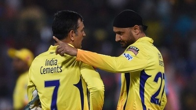 File image of M S Dhoni and Harbhajan Singh in action for Chennai Super Kings. (Vipin Kumar/HT PHOTO) File image of M S Dhoni and Harbhajan Singh in action for Chennai Super Kings. (Vipin Kumar/HT PHOTO)