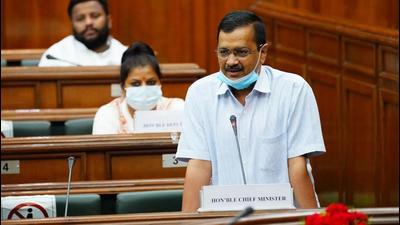 Chief minister of Delhi Arvind Kejriwal at Delhi assembly, on Thursday. (HT Photo)