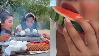 Priyanka, who is very passionate about food, enjoys a barbecue session with her friends in London. (Instagram/@priyankachopra)
