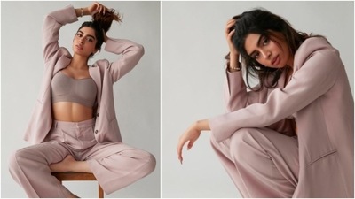 A few days ago, she took to her Instagram handle to share stills of herself in a nude pantsuit. (Instagram/@khushi05k)