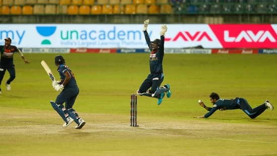 Ruturaj Gaikwad looks back after being dismissed during India vs Sri Lanka 3rd T20I in Colombo(AP)