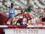 Tokyo 2020 Olympics: Getnet Wale of Ethiopia, Avinash Sable of India, Abraham Kibiwott of Kenya and Zak Seddon of Britain in action during Heat 2.