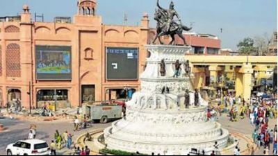 The heritage street near the Golden Temple in Amritsar. The heritage street near the Golden Temple in Amritsar.